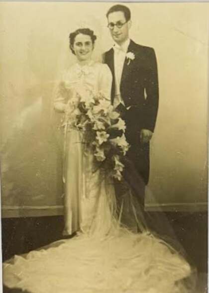 Moses and Gisele Kaufman on their wedding day, 1938
